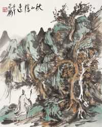 范扬 壬午（2002年）作 秋山隐逸 镜心